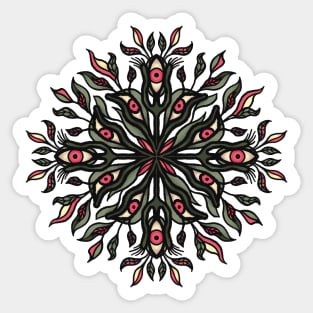 Trippy weird mandala plants and eyes psychedelic art Sticker